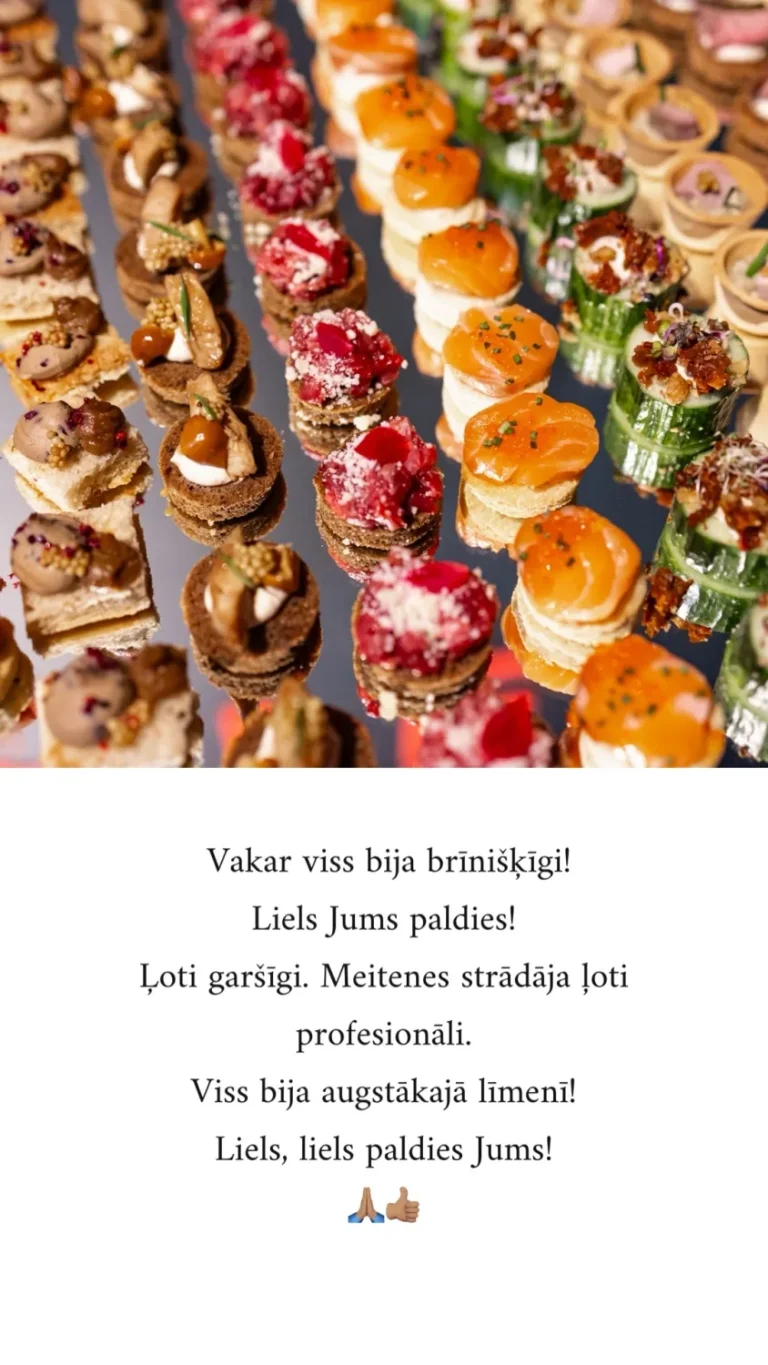 Kanapē uzkodas ar lasi, liellopa tartaru un aknu pastēti pasākumam Miró restorānā